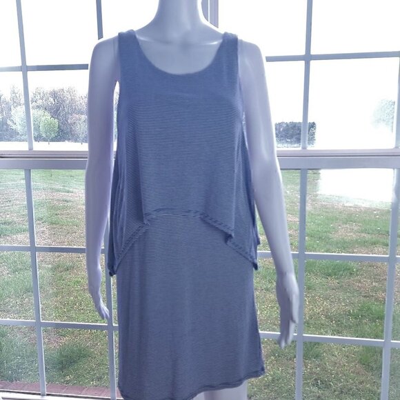 Alya Blue And White Striped Midi Dress Size Small - Picture 1 of 7
